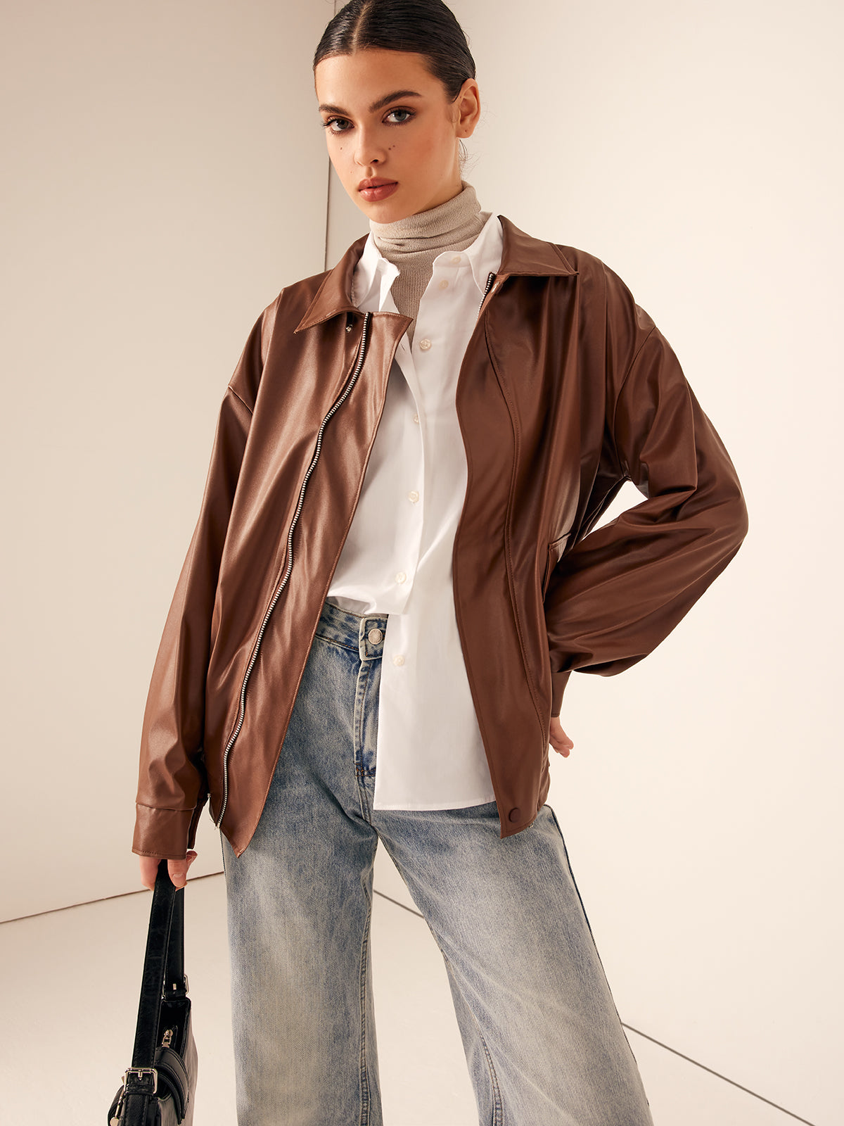 Maella - vintage Losse leren Dames Jas