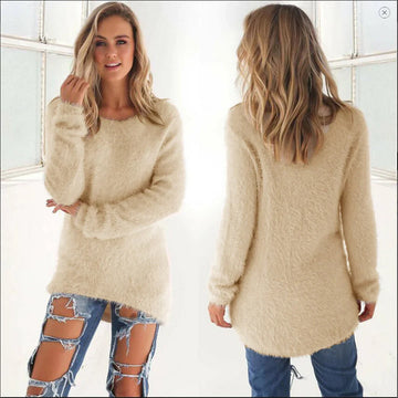Warme fluffy sweater voor dames
