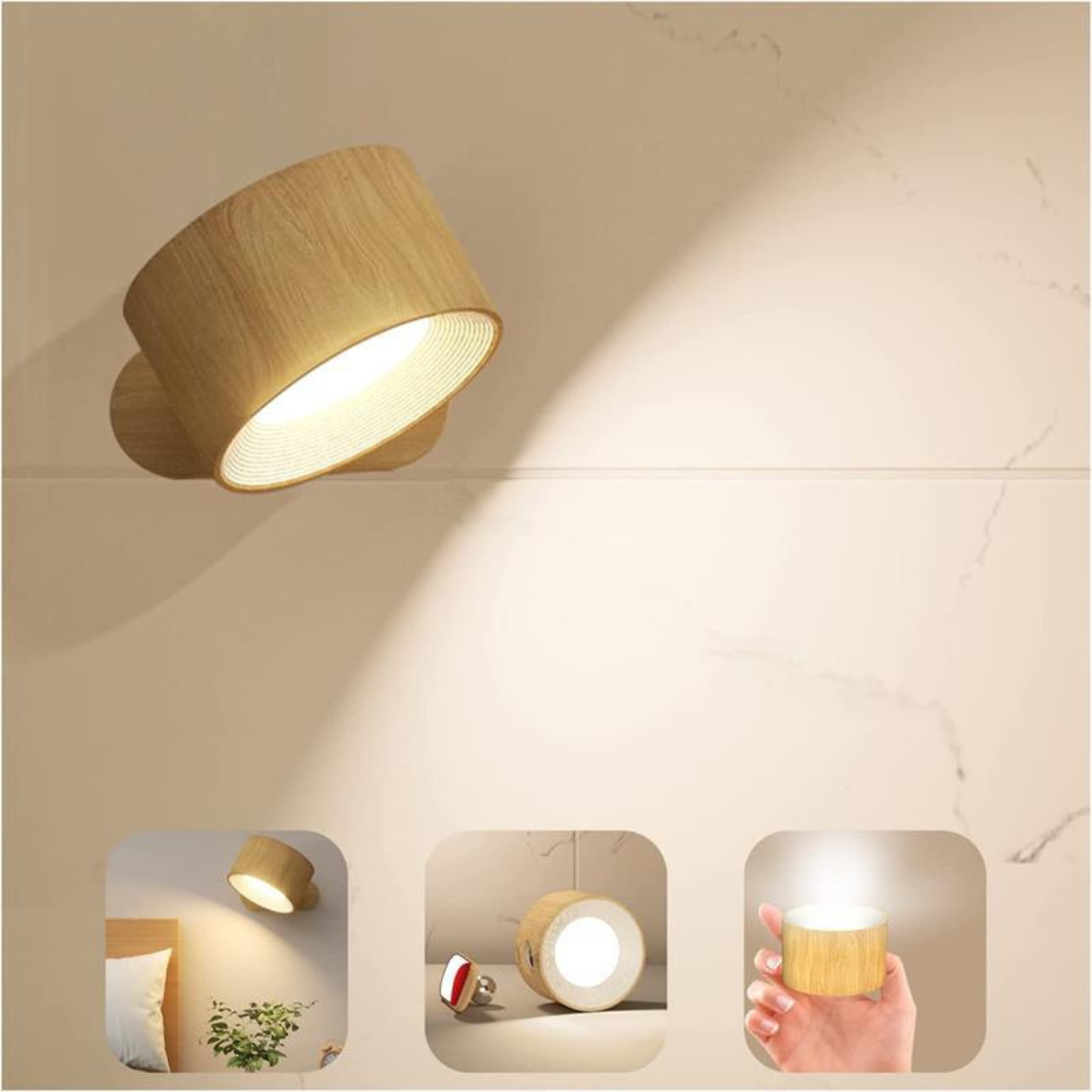 AuraGlow - Draadloze Oplaadbare 360 Graden Muurlamp