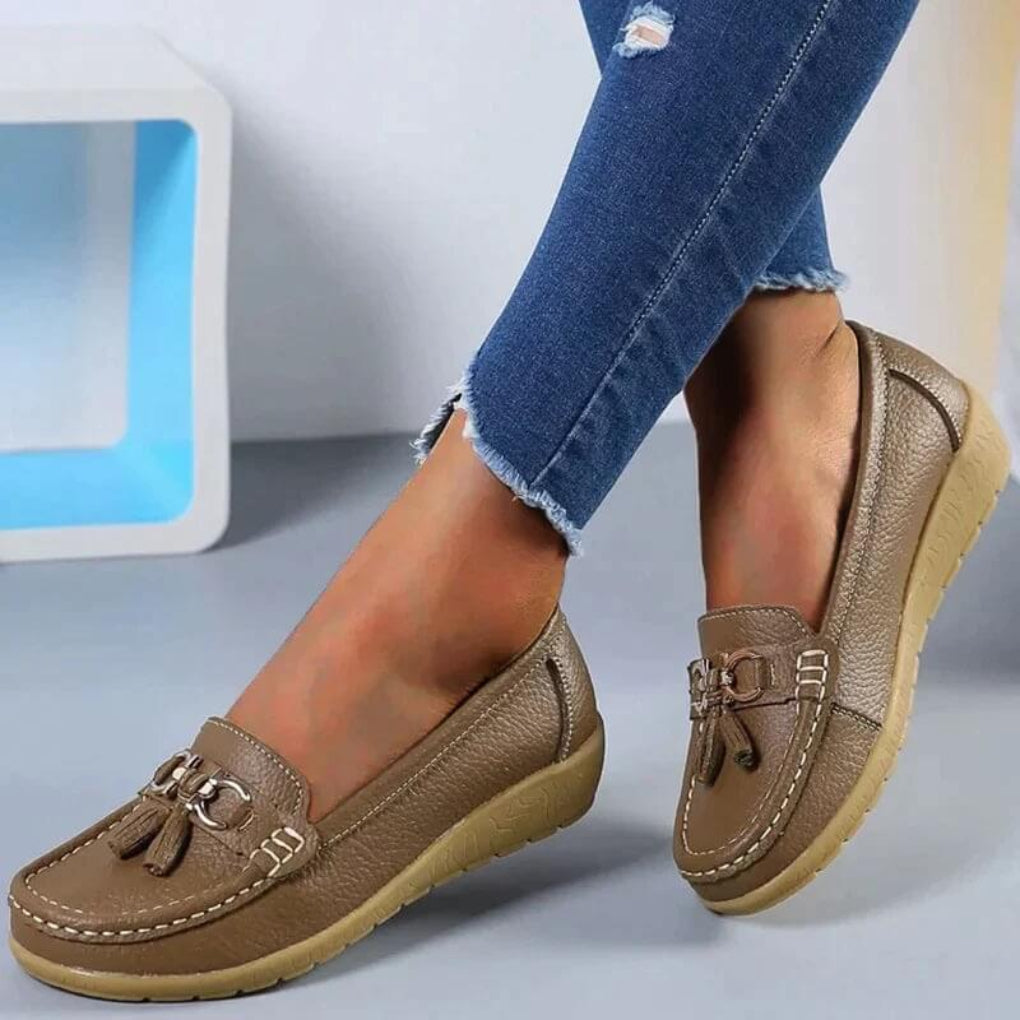 Retro loafers met sleehak voor dames