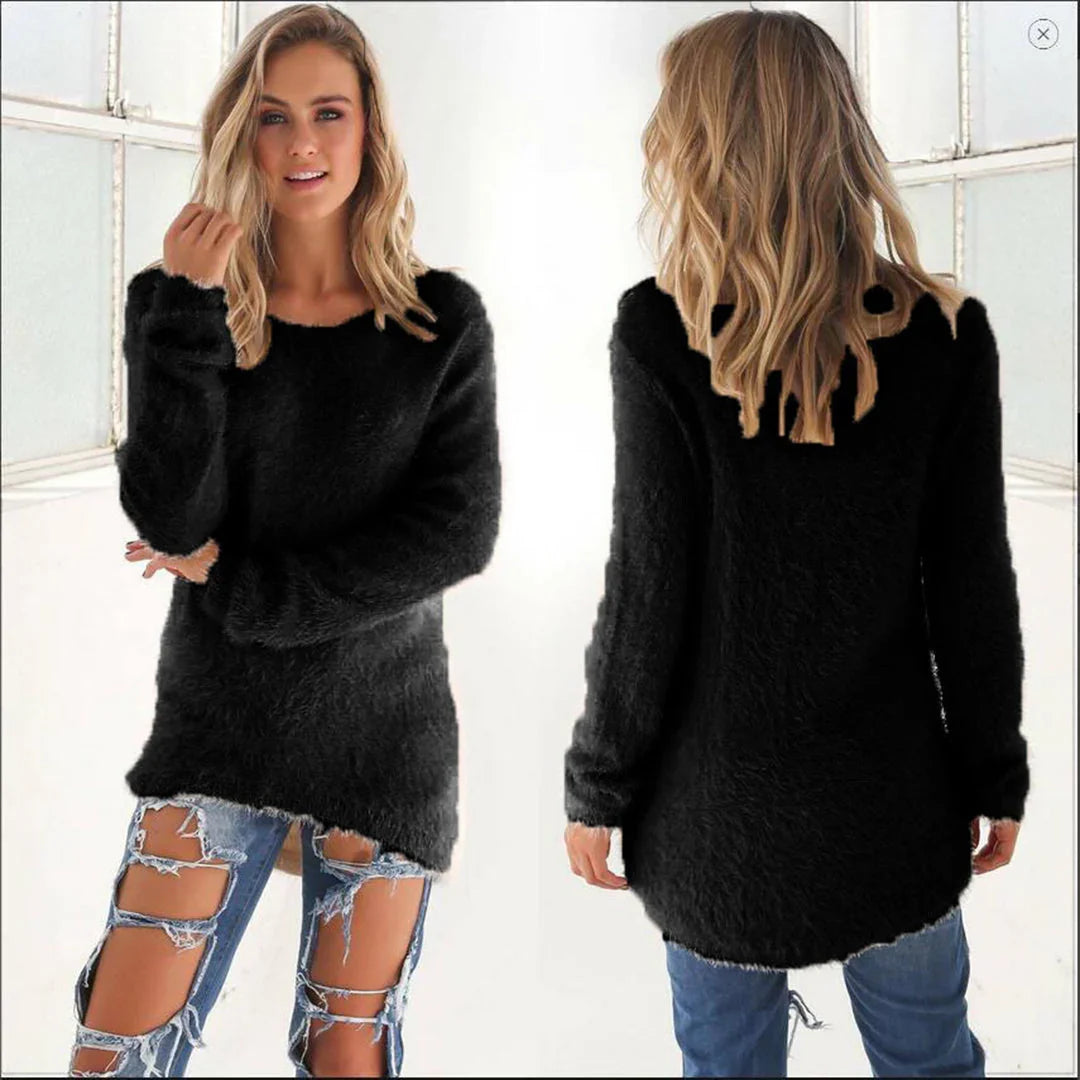Warme fluffy sweater voor dames