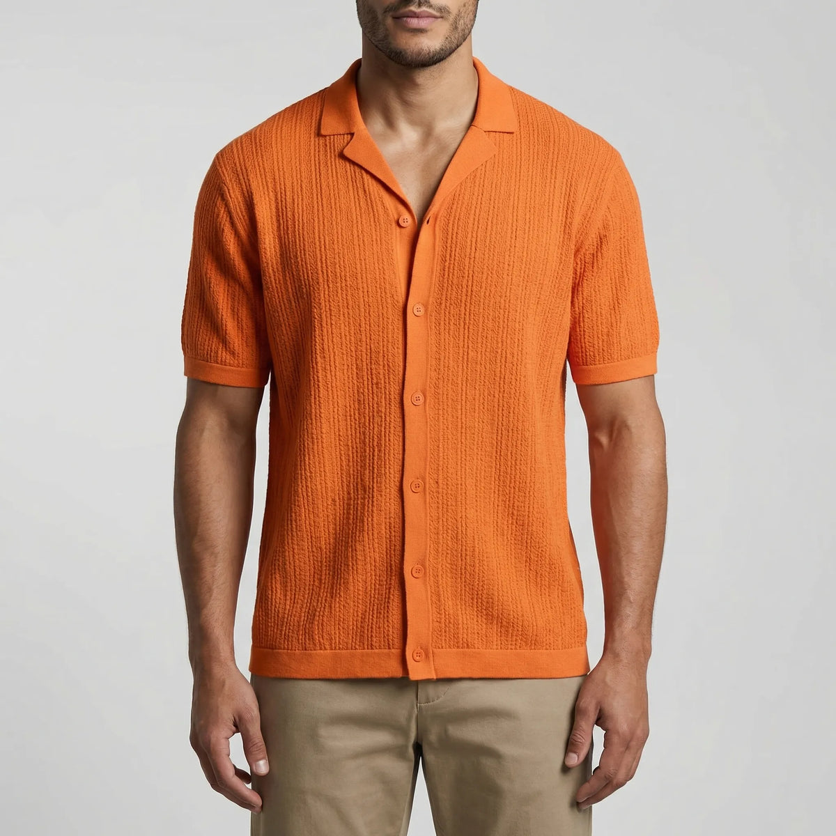 BrixonShort-Sleeve Knitted Casual Shirt