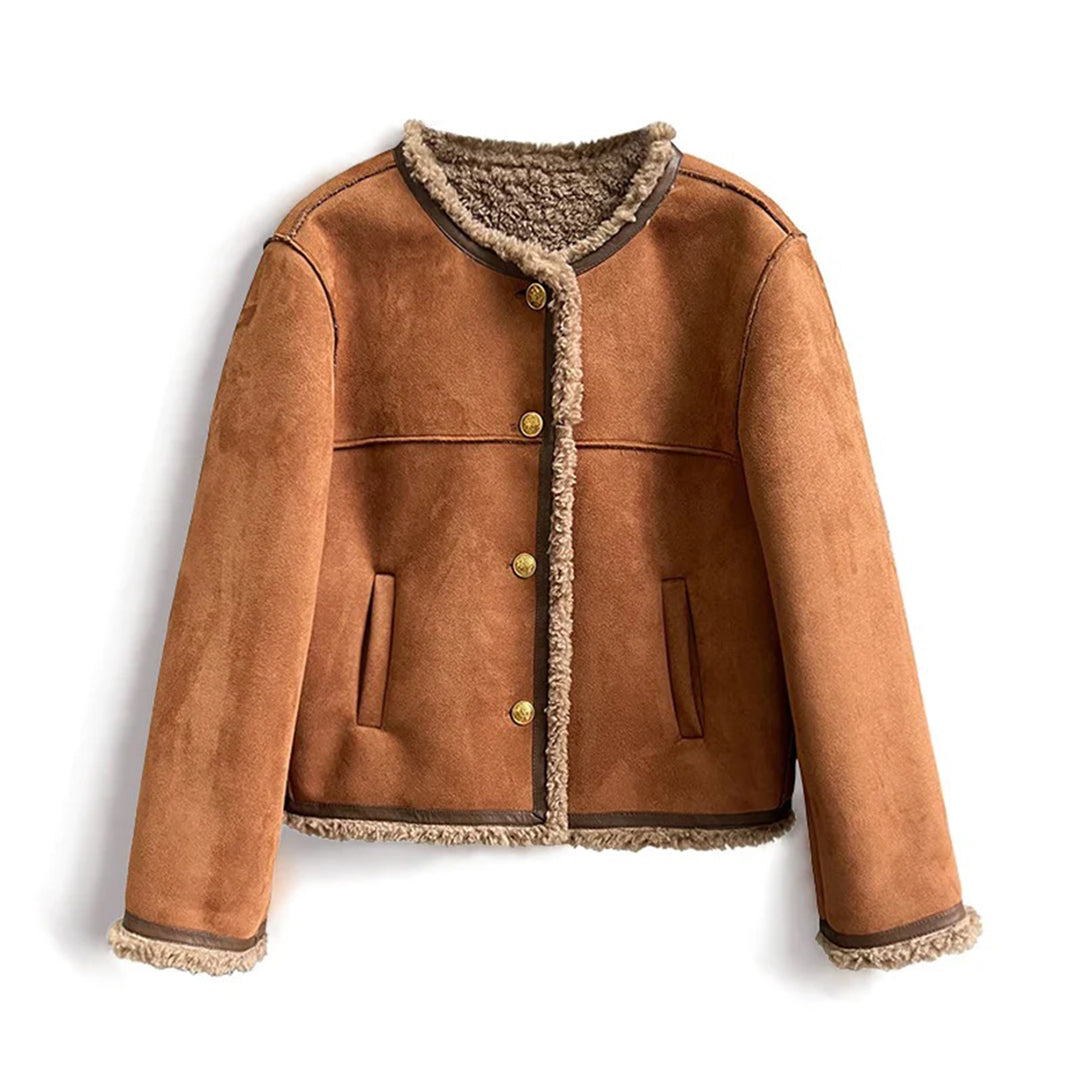 Warme faux fur motorjas voor dames