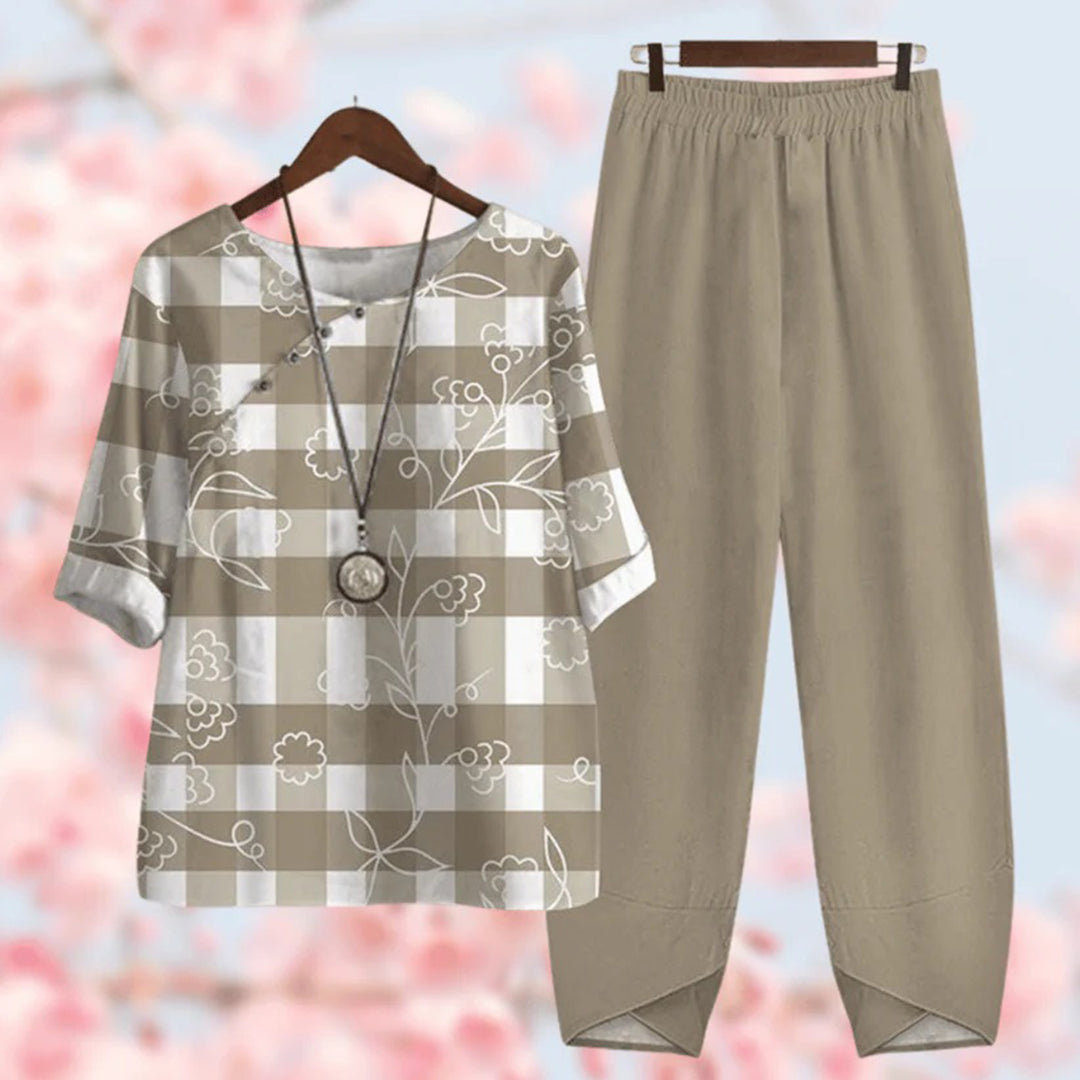 Elora – vintage bloemenprint tweedelige set