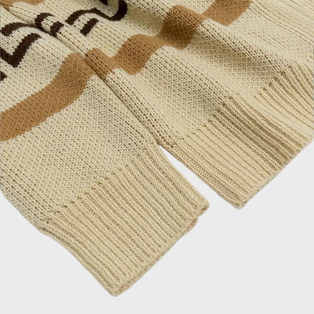 Andres – Vintage Jacquard Gebreide Herenvest met Rits