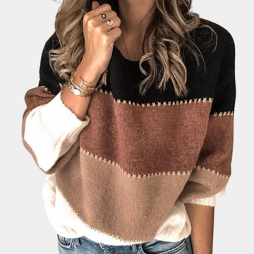 Gestreepte sweater met ronde hals voor dames