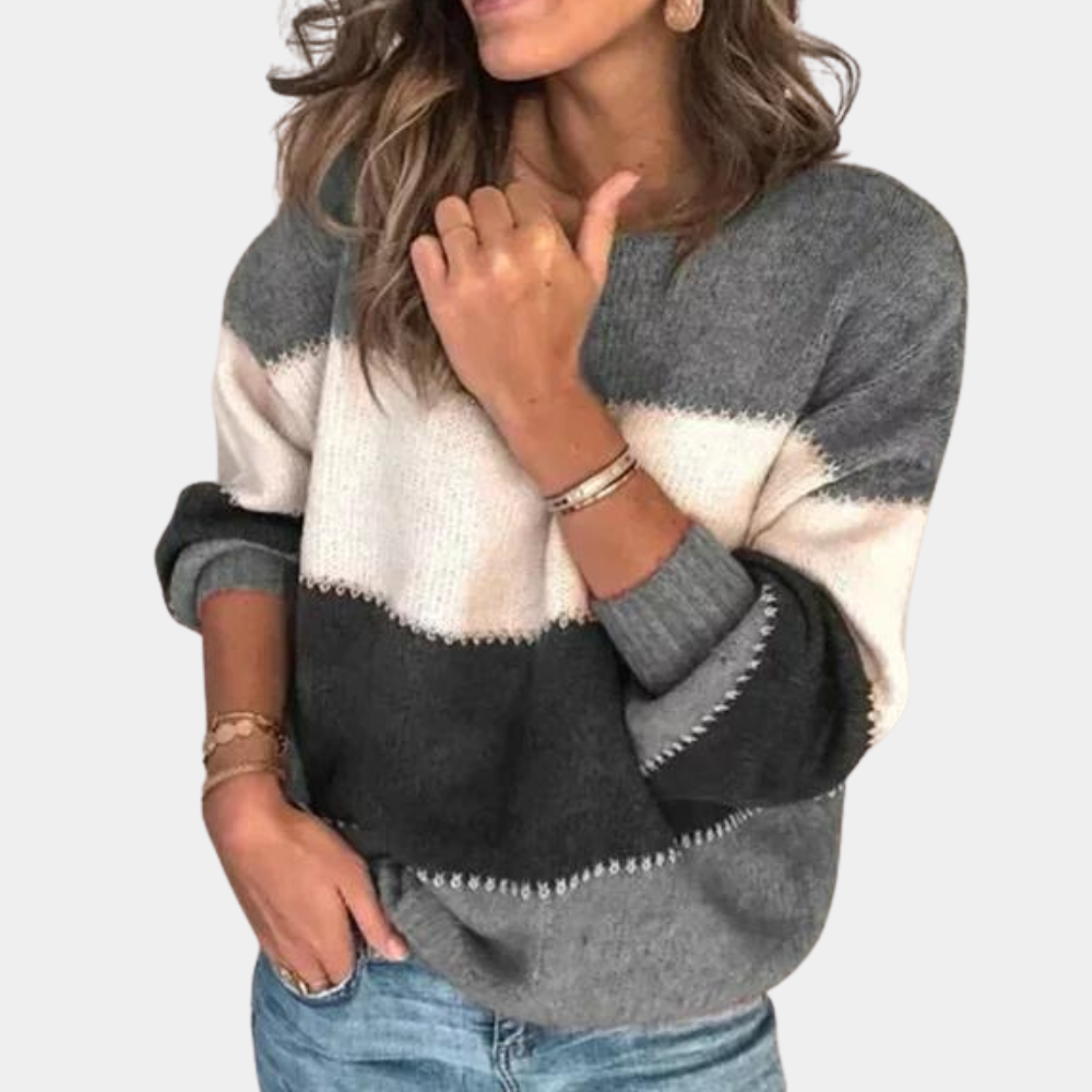 Gestreepte sweater met ronde hals voor dames