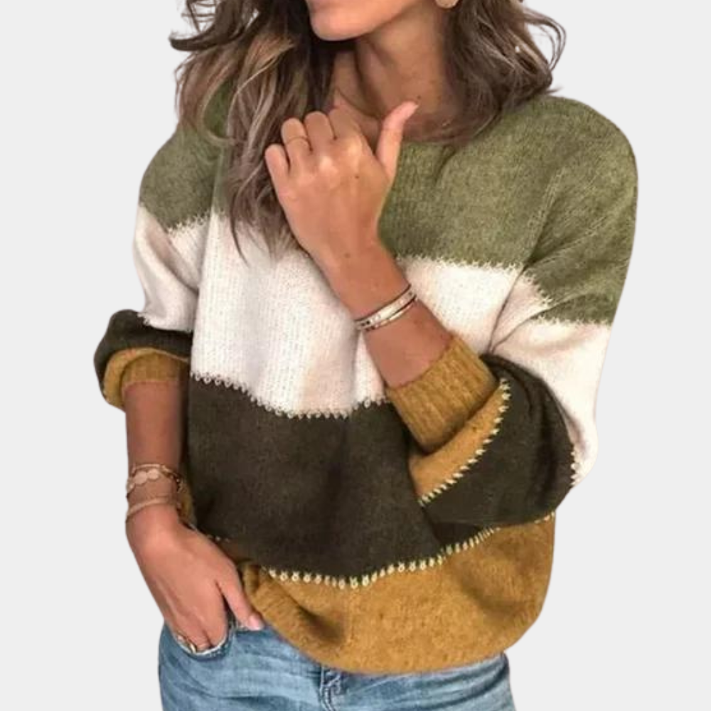Gestreepte sweater met ronde hals voor dames