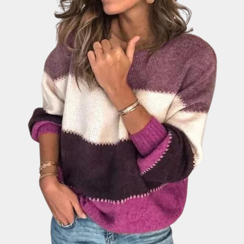 Gestreepte sweater met ronde hals voor dames