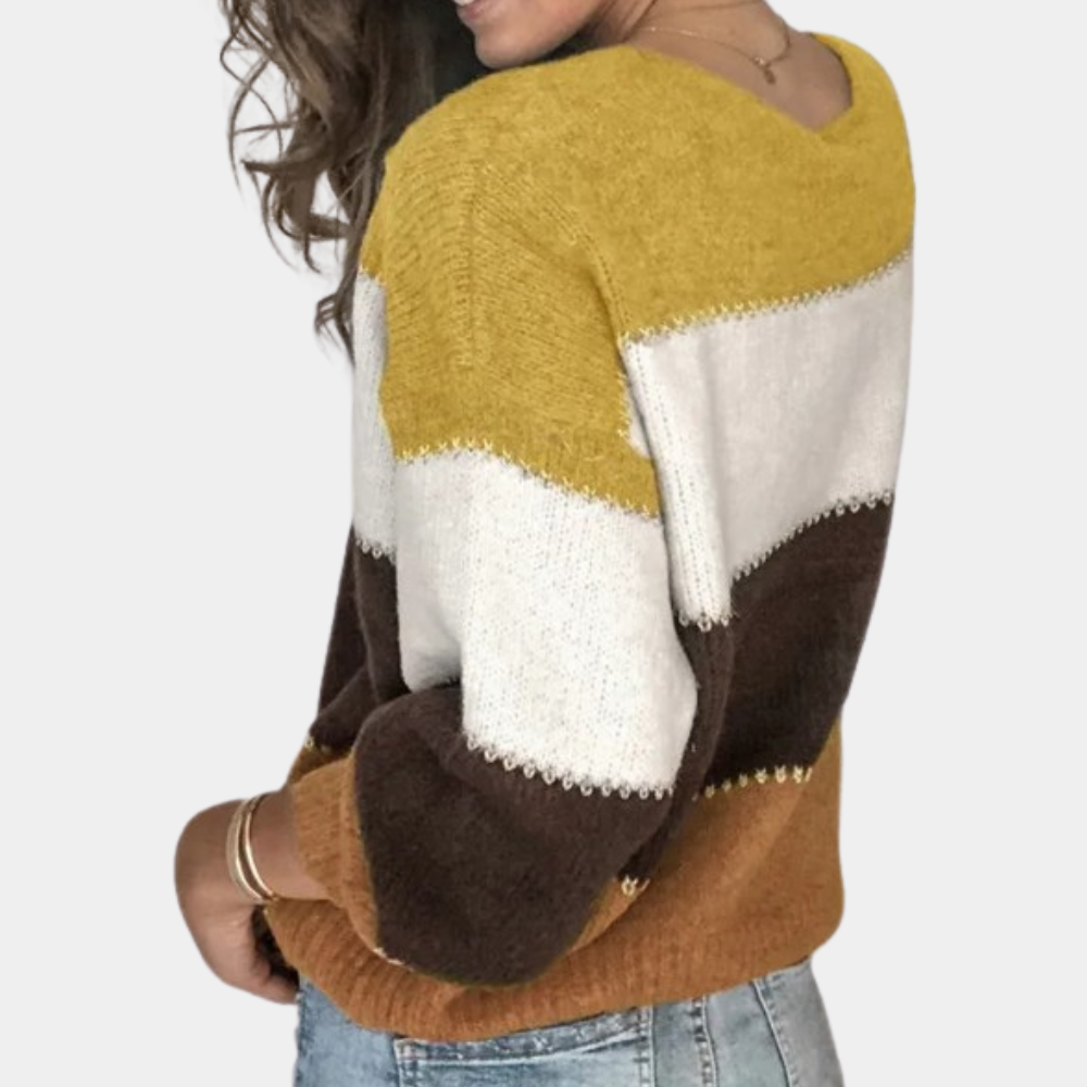 Gestreepte sweater met ronde hals voor dames