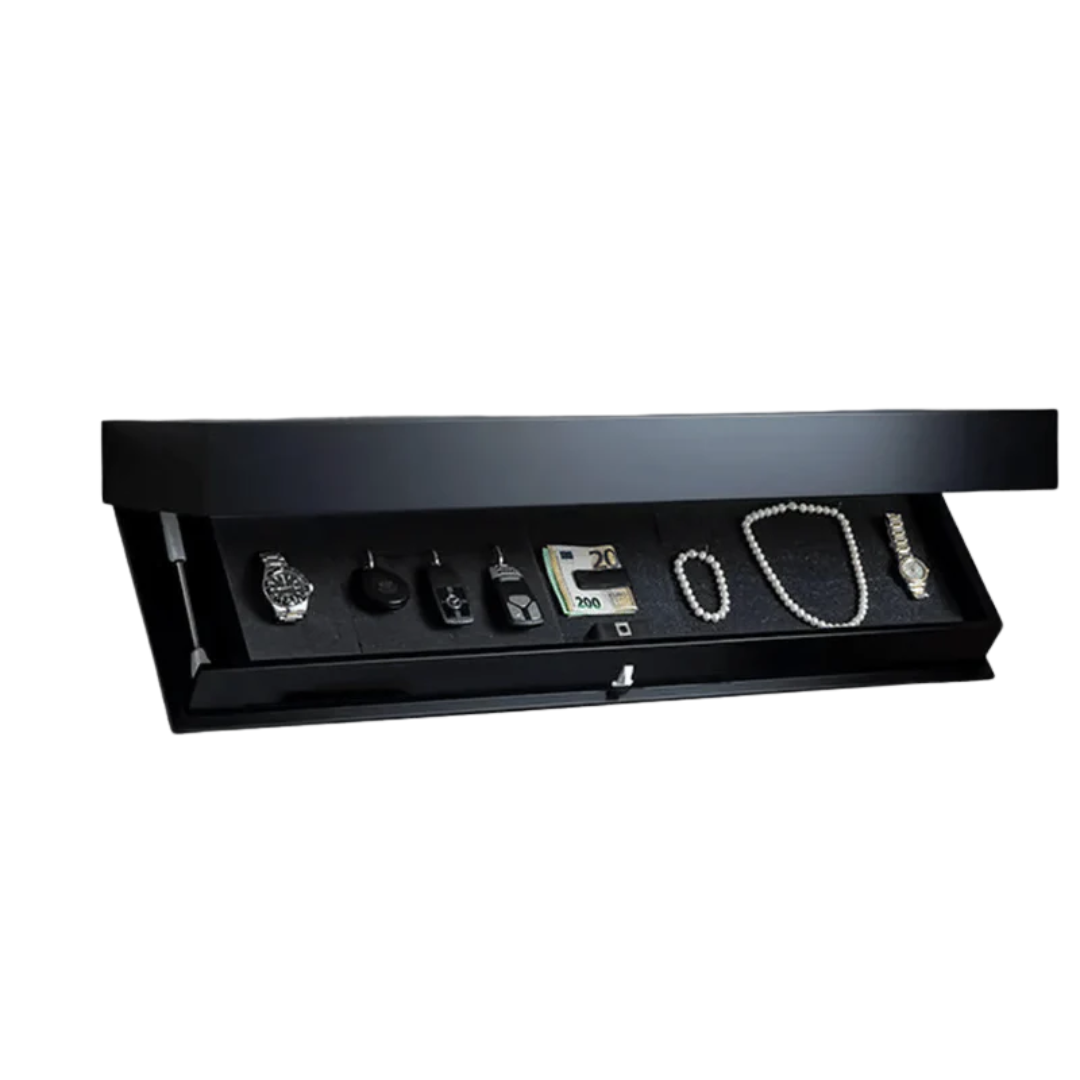 Wandplank van massief hout met verborgen vak | minimalistisch ontwerp