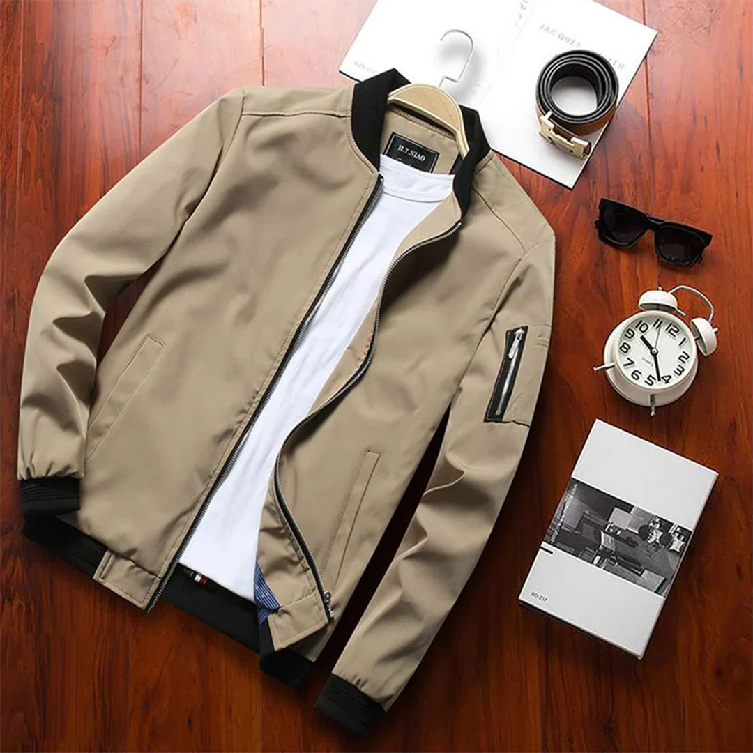 Slim Fit Herfstjas met Rits voor Heren