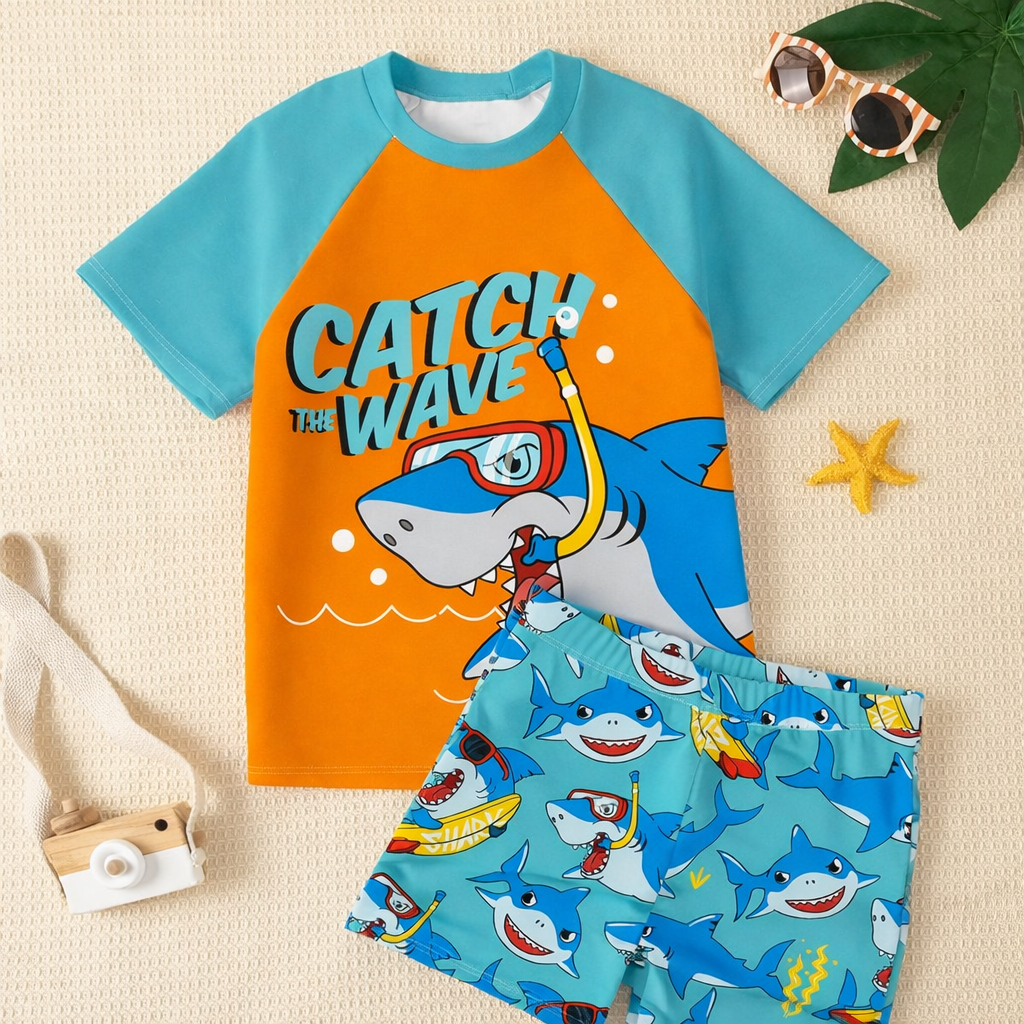Zwemset met T-Shirt en Shorts voor Jonge Jongens