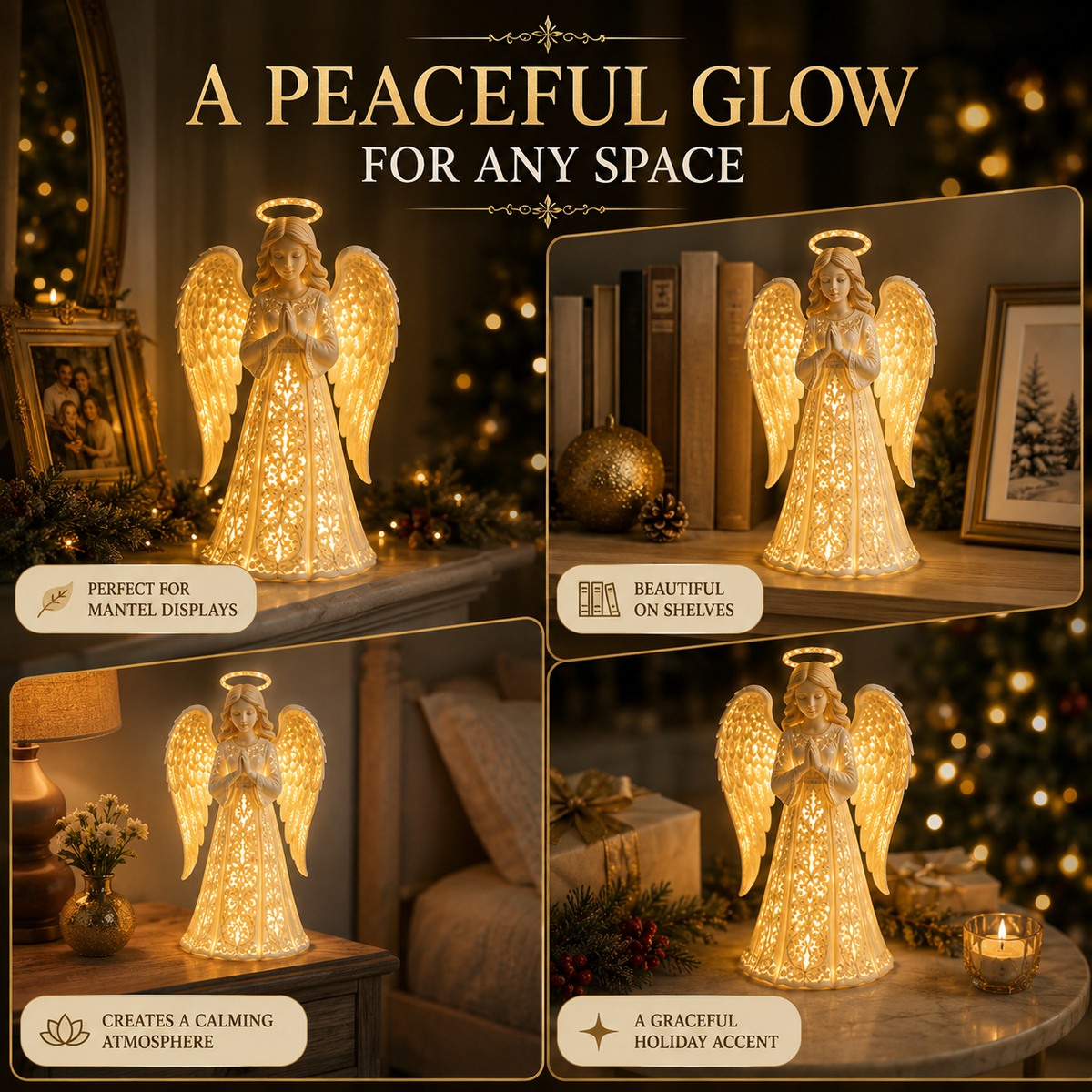 Kerstengellamp – warme gouden gloed voor hoop en liefde