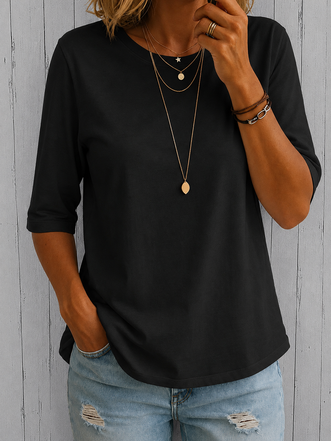 Los dagelijks T-shirt met halve mouwen voor dames