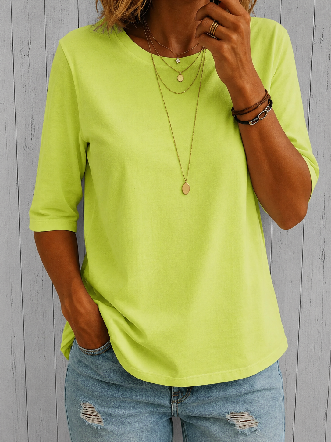 Los dagelijks T-shirt met halve mouwen voor dames
