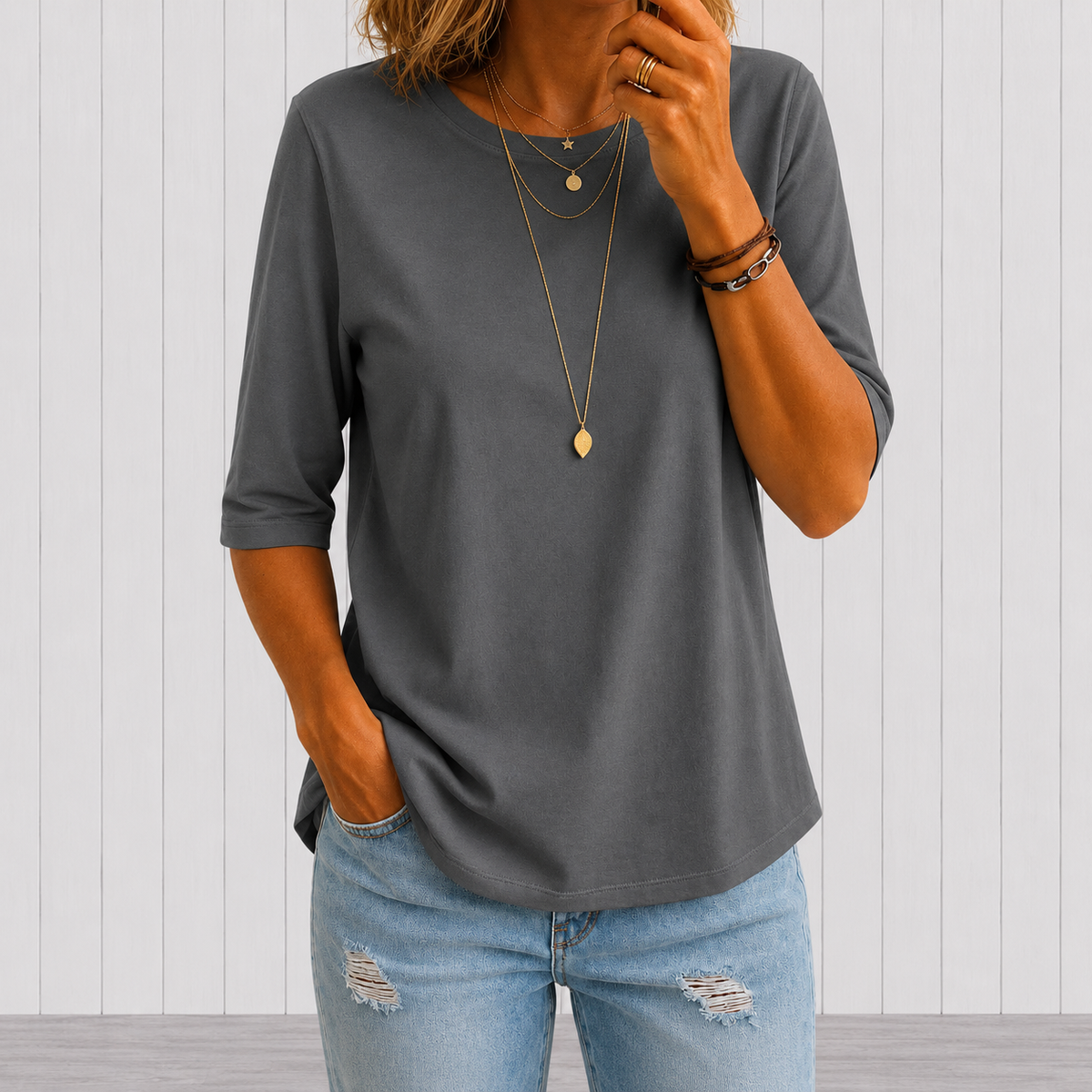 Los dagelijks T-shirt met halve mouwen voor dames
