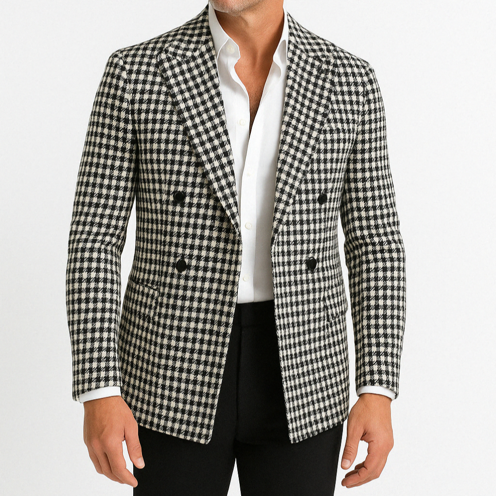 Heren geruite dubbelrijs blazer