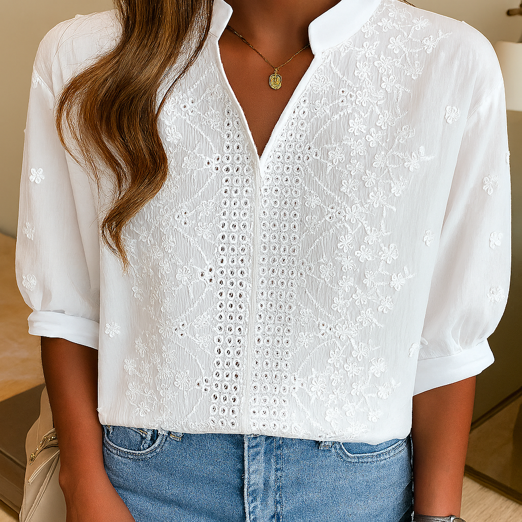 Elegante witte blouse met V-hals