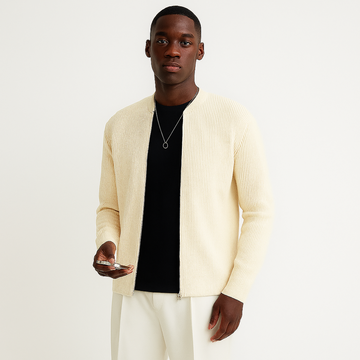Heren comfortabele gebreide cardigan met rits