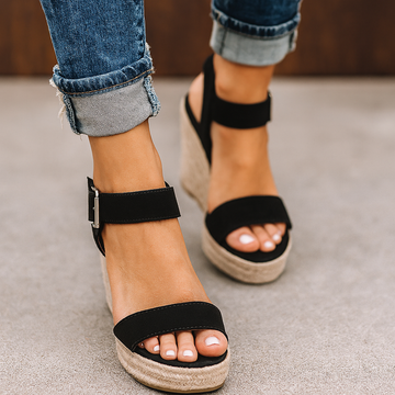 Espadrille sandalen met sleehak