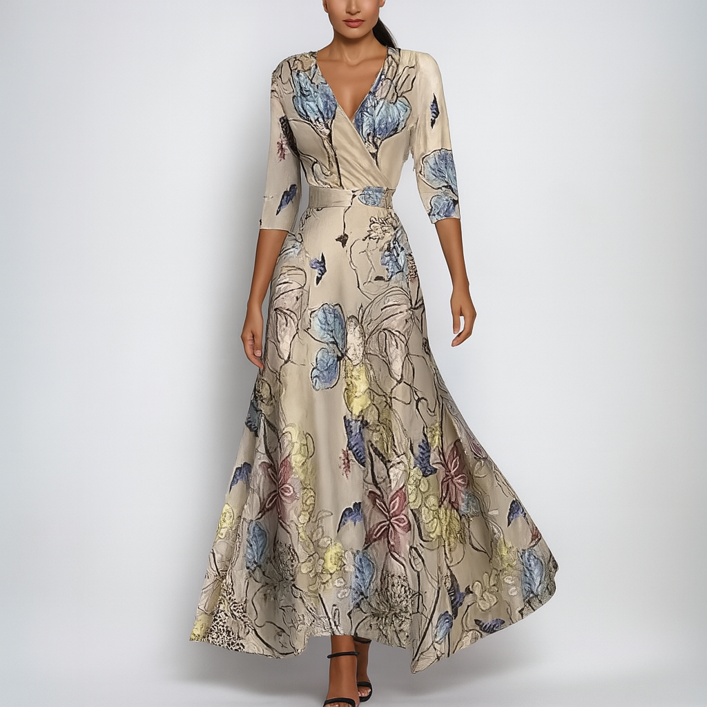 Bohemian maxi-jurk met V-hals voor warme dagen