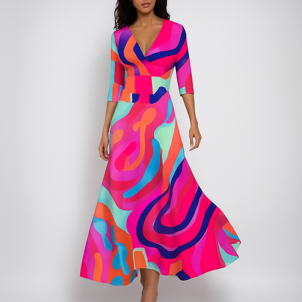 Bohemian maxi-jurk met V-hals voor warme dagen