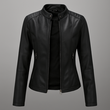 Getailleerd rood leren motorjack voor dames