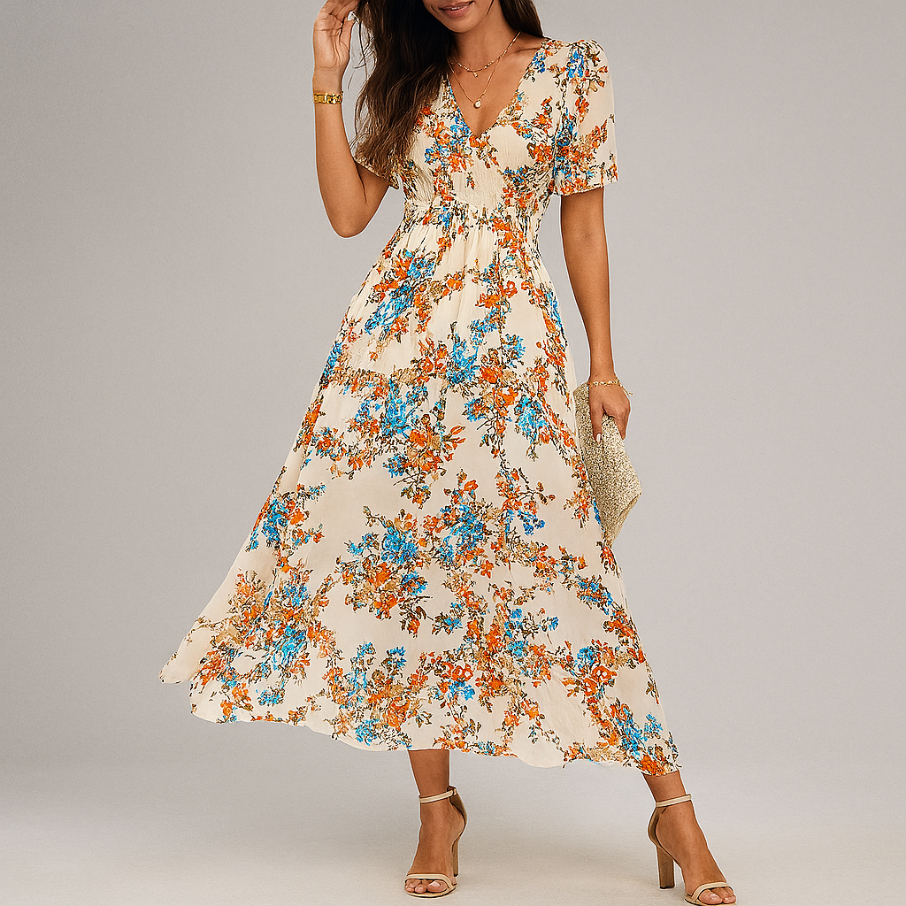 Midi-jurk met bloemenprint