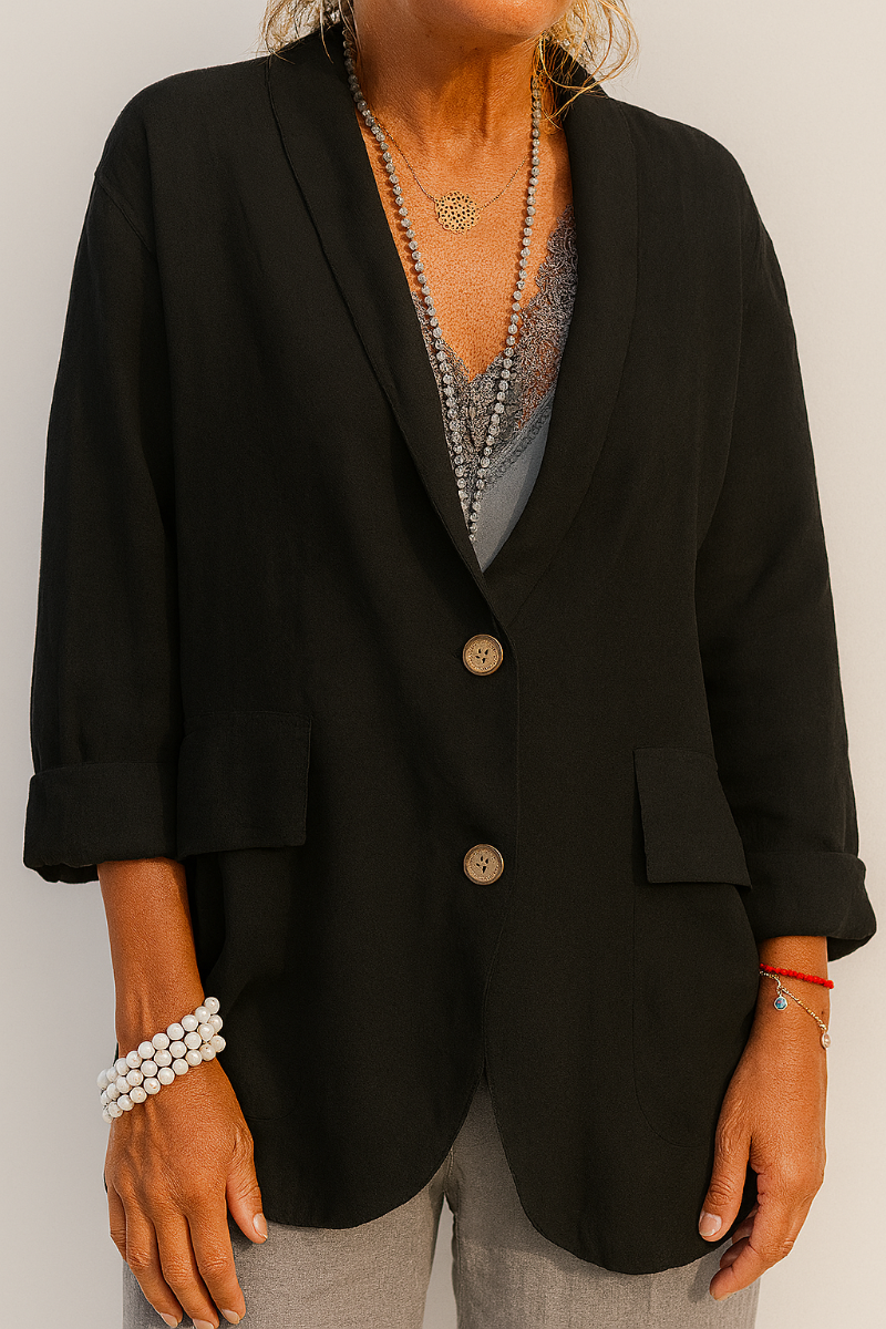 Dames relaxed fit linnen blazer