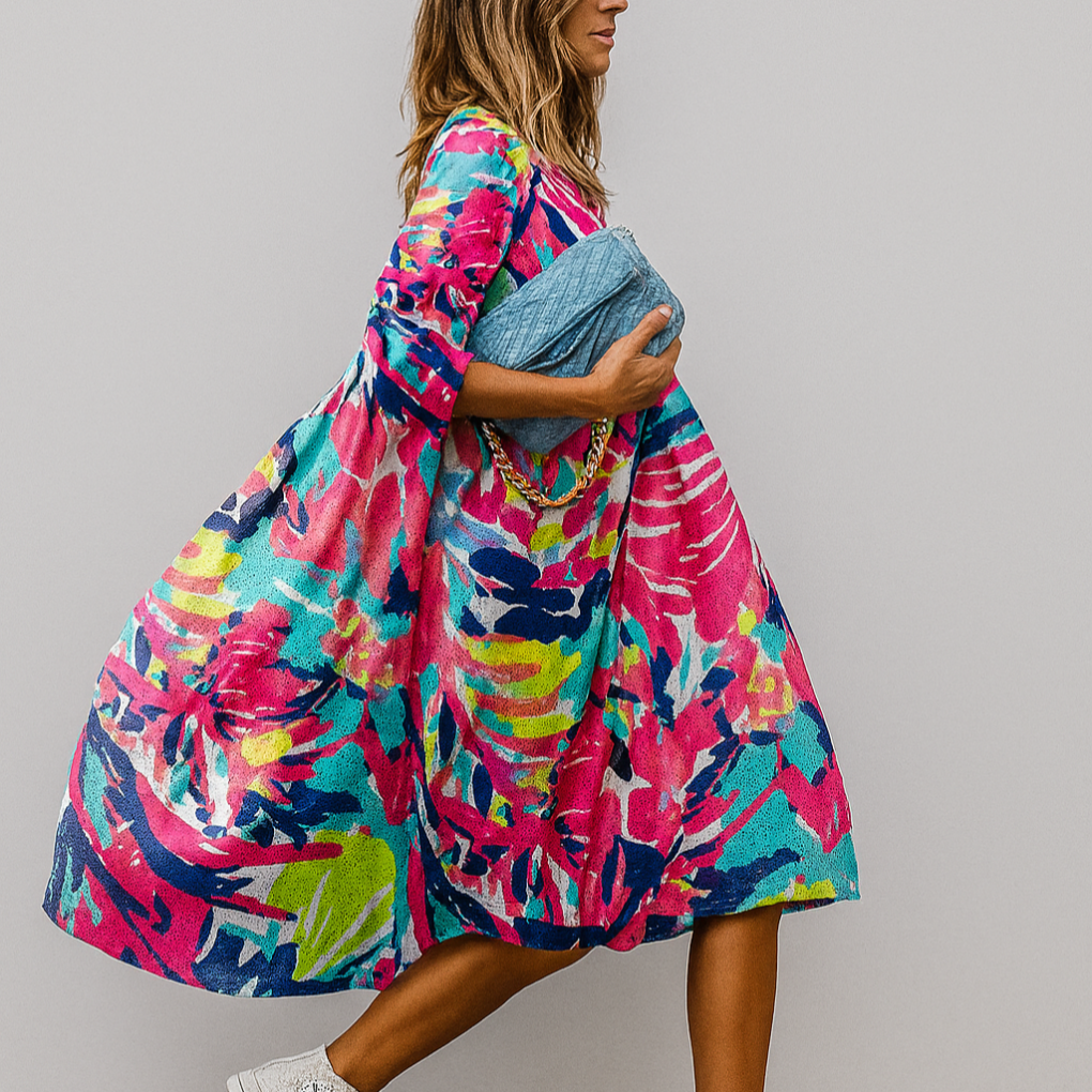 Oversized midi-jurk met bloemenprint