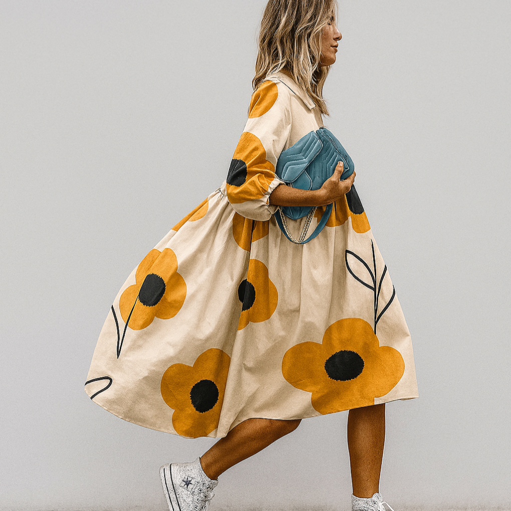 Oversized midi-jurk met bloemenprint