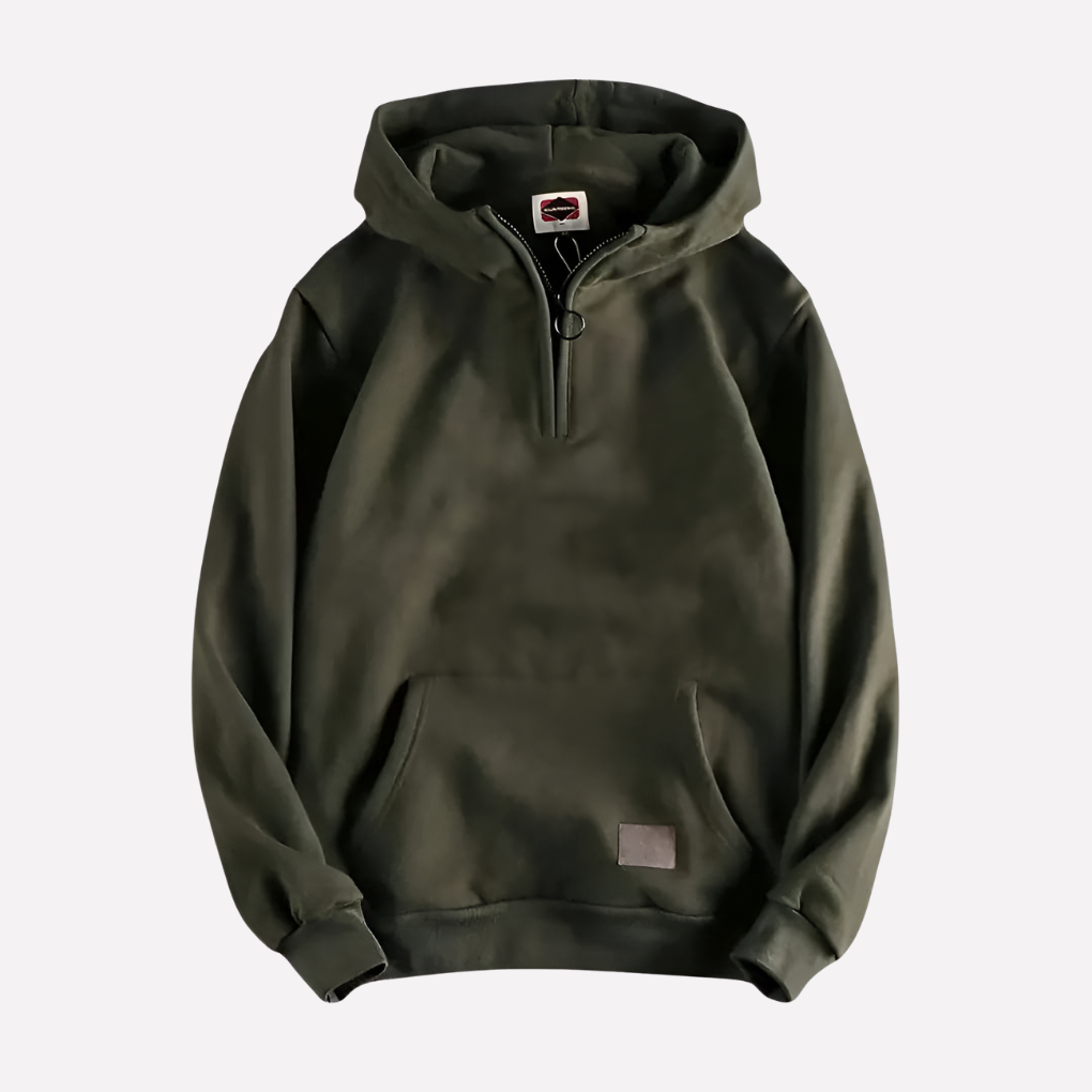 Heren hoodie met halve rits