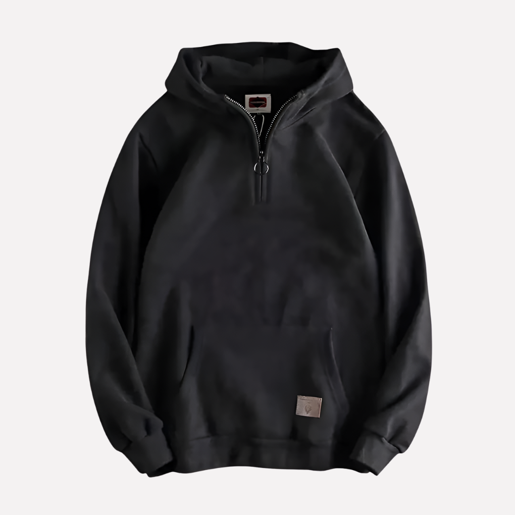 Heren hoodie met halve rits