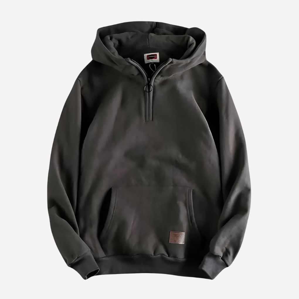 Heren hoodie met halve rits