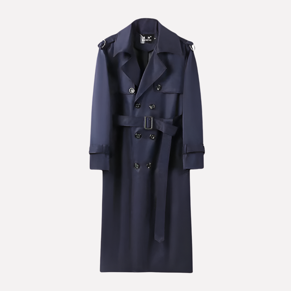 Heren trenchcoat met knopen tot over de knie