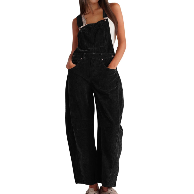 Dames corduroy tuinbroek met wijde pijpen – casual utility-jumpsuit