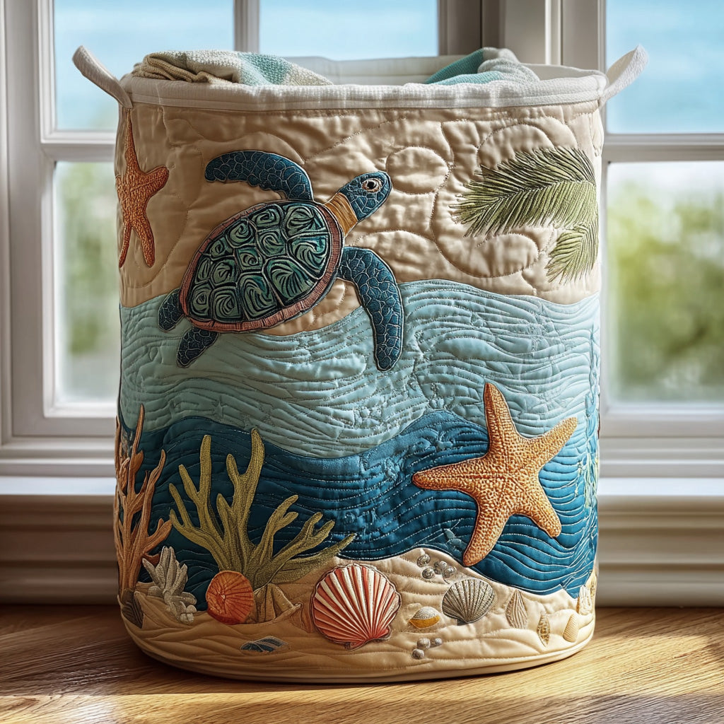 Gewatteerde wasmand met draaghandvatten van zeildoek, zelfstaande wasmand van katoen-polyester