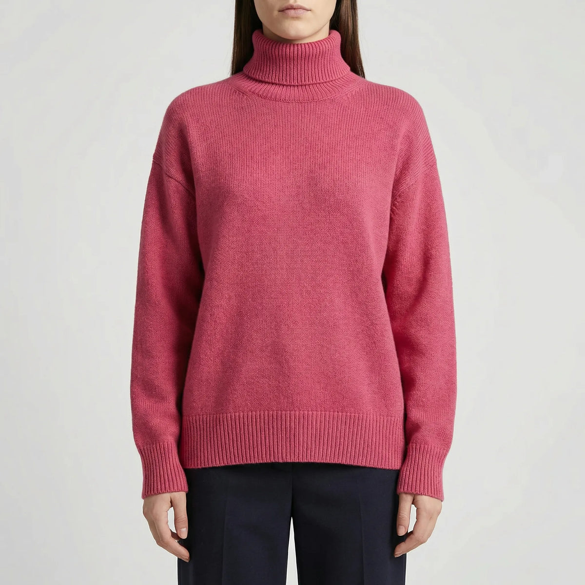 CollveraRibbed Turtleneck Long Sleeve Jumper