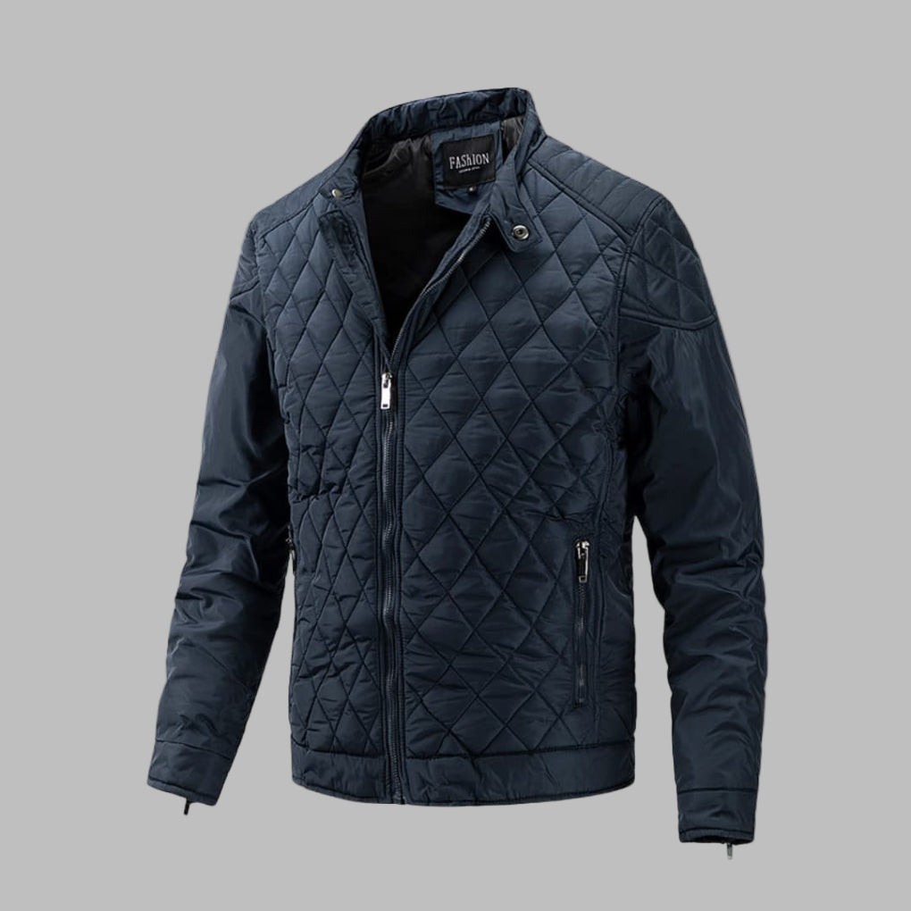 Elegante gewatteerde jas voor heren in overgangsstijl