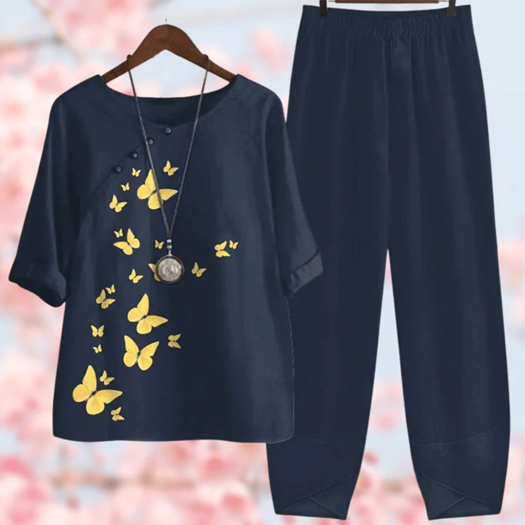 Elora – vintage bloemenprint tweedelige set