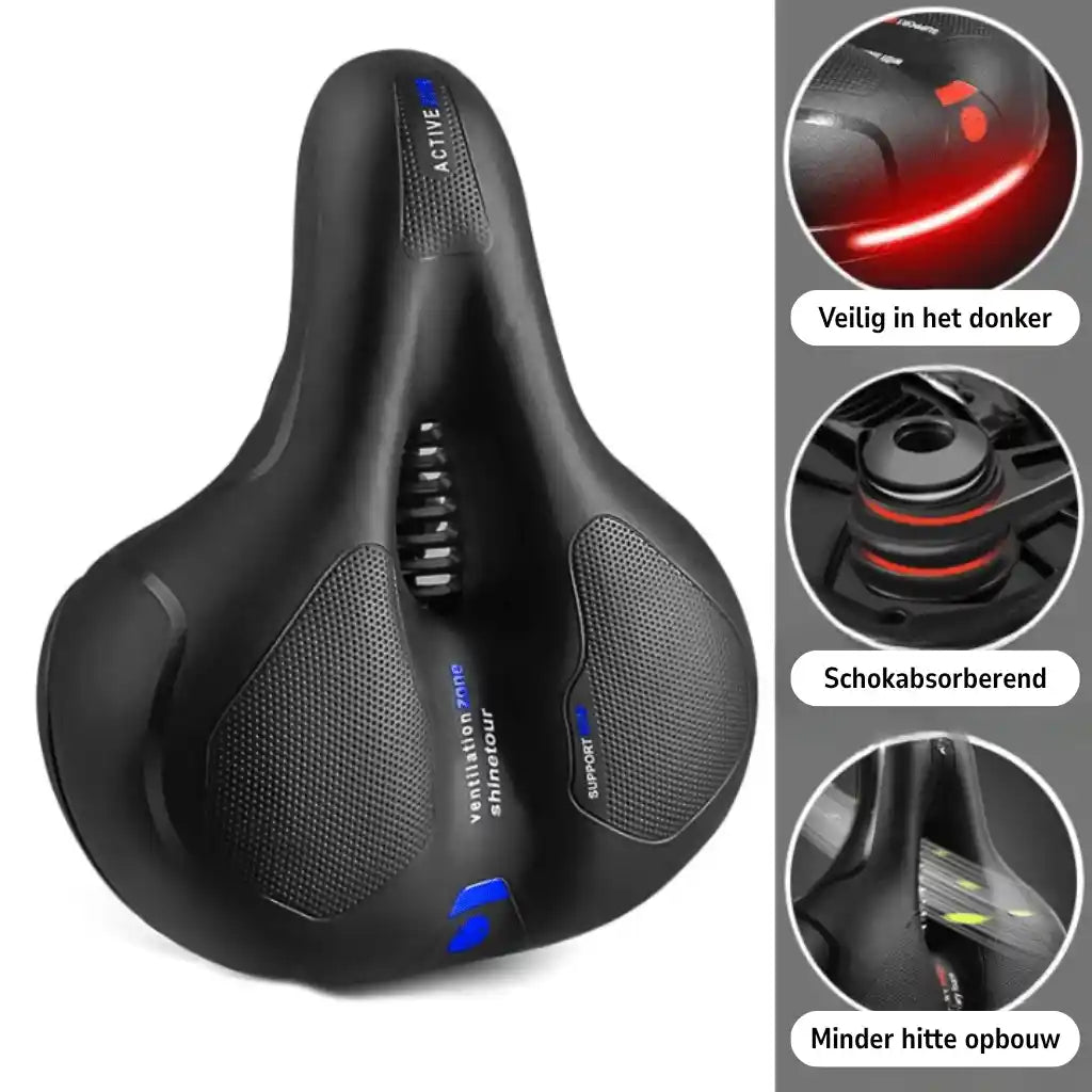 Ergonomische comfortabele fietszadel met uitsparing – met 2 inch dik schuim en waterdicht PU-leer