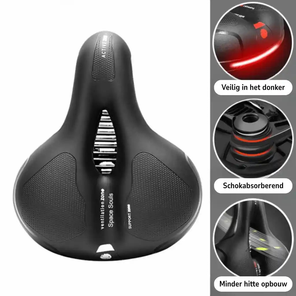 Ergonomische comfortabele fietszadel met uitsparing – met 2 inch dik schuim en waterdicht PU-leer