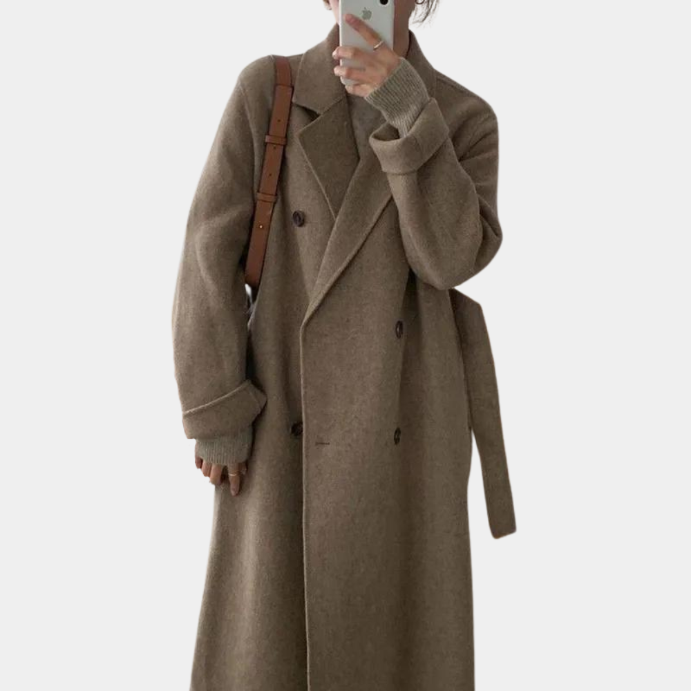 Luxe Lange Jas Met Knopen Voor Dames - Nordfall