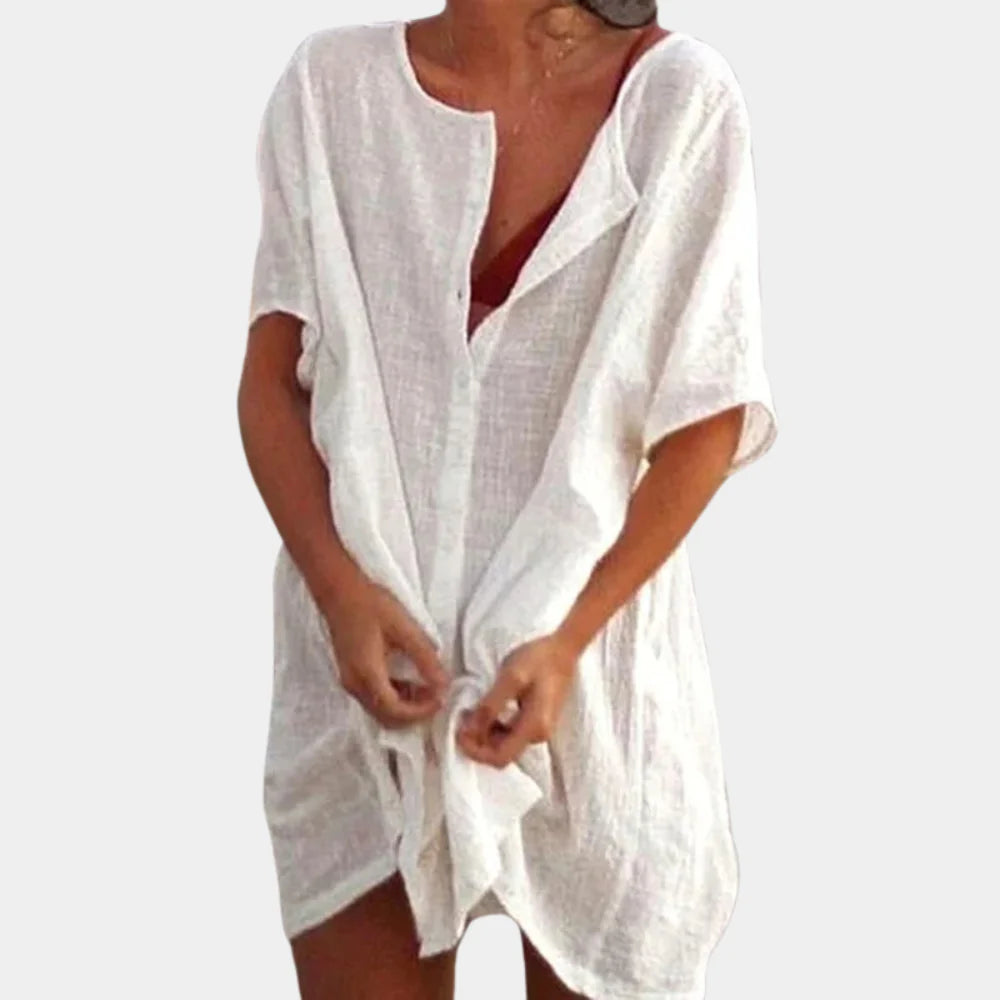 Isla – Luchtige Strandtuniek van Linnenblend Dames