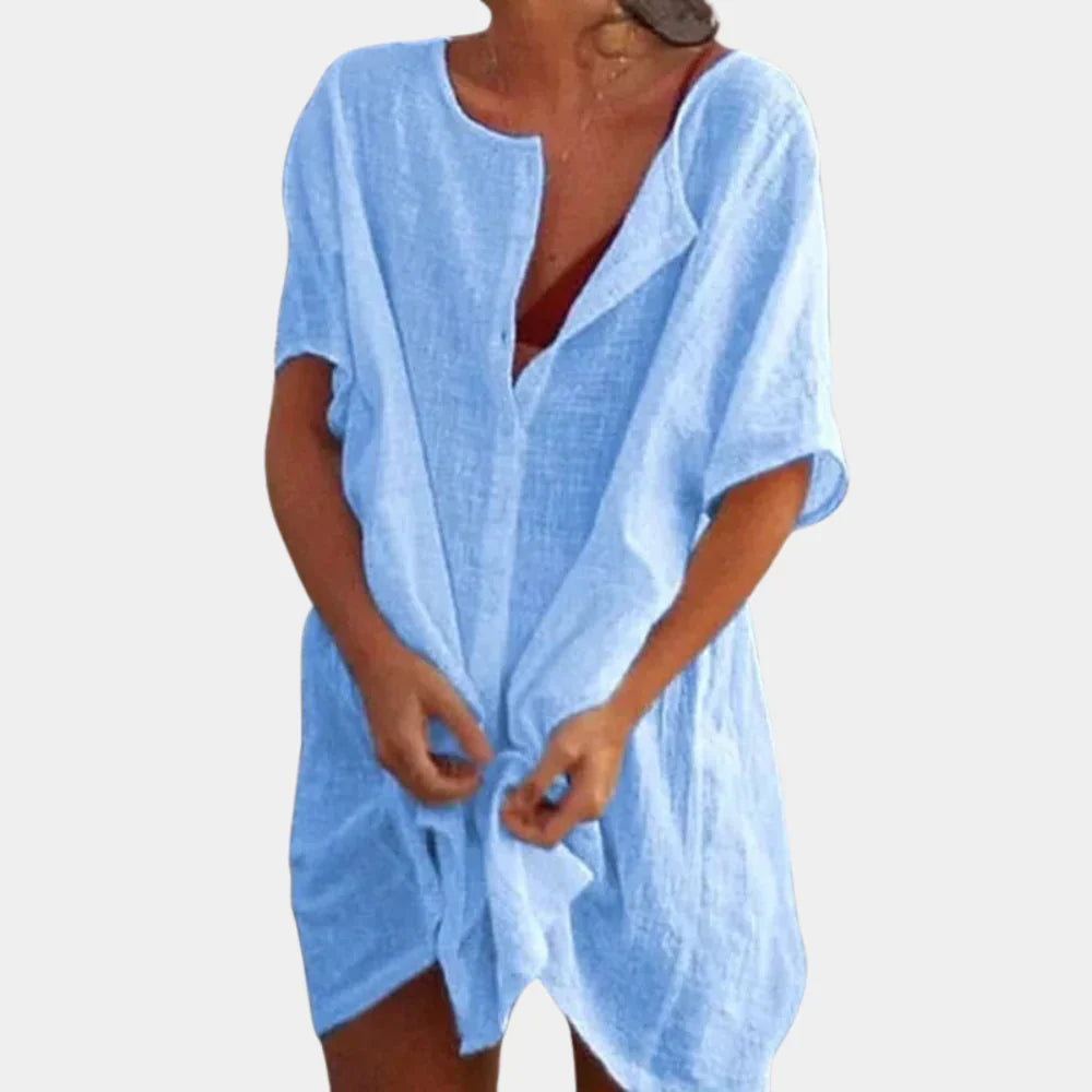 Isla – Luchtige Strandtuniek van Linnenblend Dames