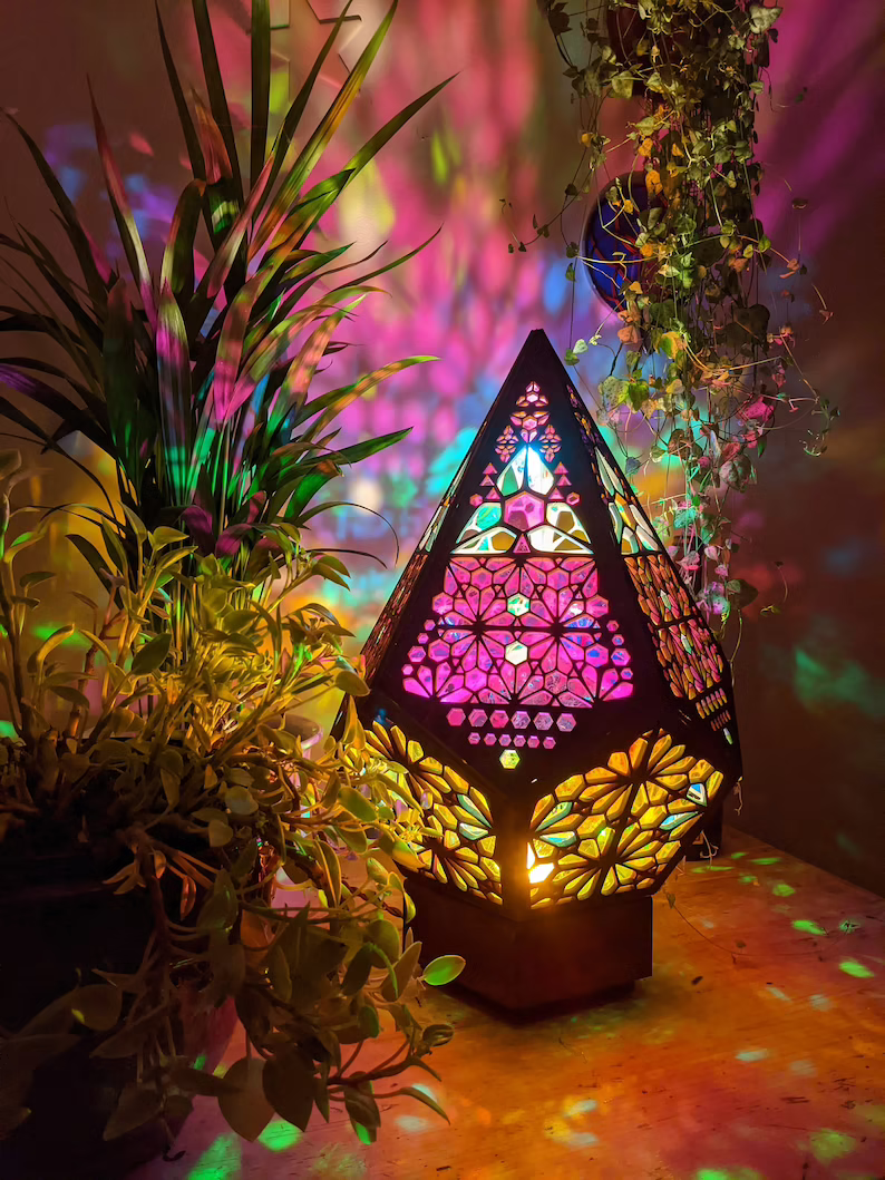 Boheemse lamp met diamantpatroon