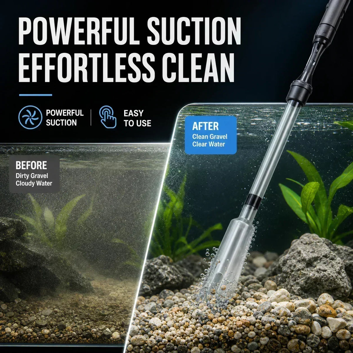 Elektrische aquariumgrindreiniger - op batterijen werkende zuigpomp voor waterverversing