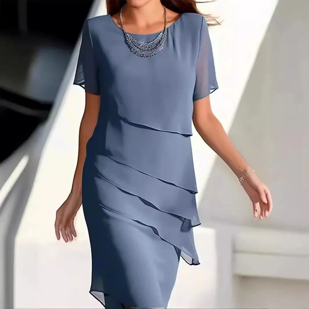 Luxe Chiffon Midi Jurk Dames