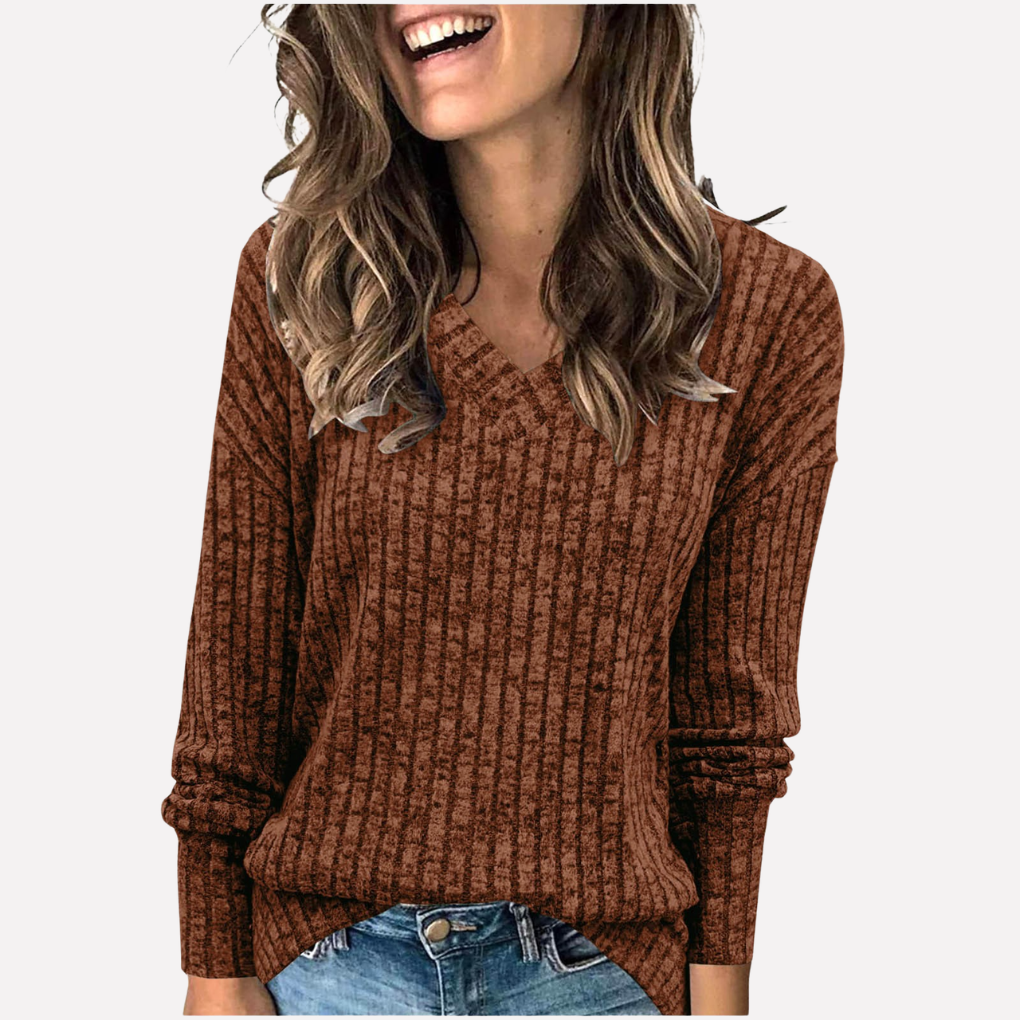 Vrouwen V-hals Lange Mouwen Top